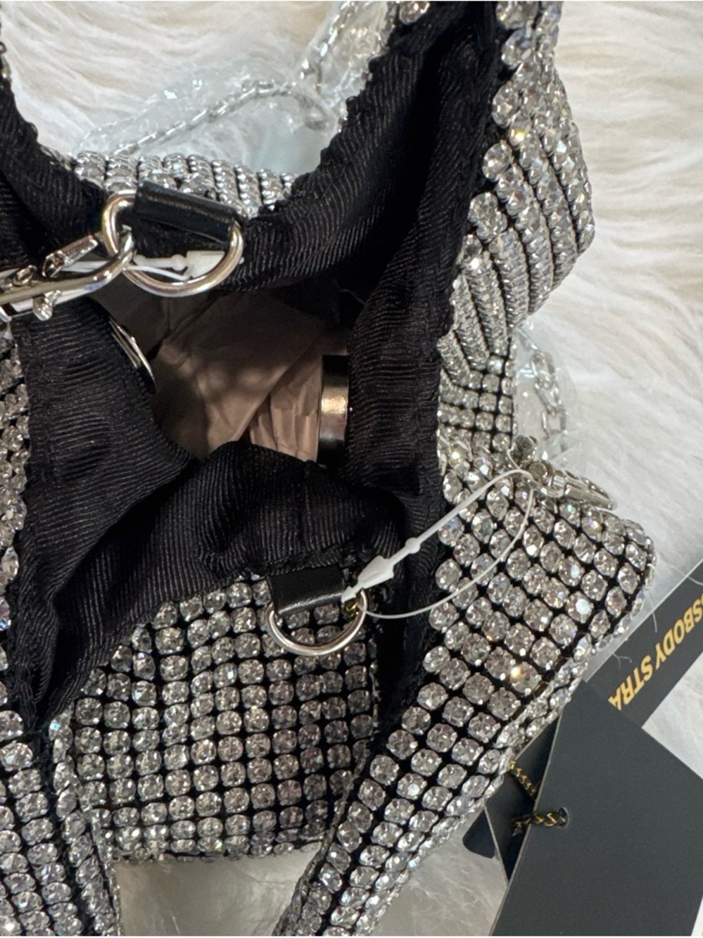 Vegan Crystal Mini Bag - Silver Sparkle - Picture 6 of 7